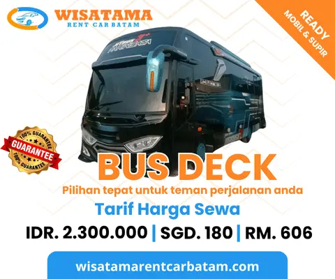 Rental bus high deck di Batam untuk rombongan besar dan wisata luar kota