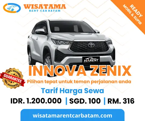 Rental mobil Innova Zenix terbaru, nyaman dan elegan di Batam